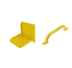 Single folding yellow vehicle access step with grab handle