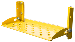 TransQuip double folding access step with yellow powder-coated finish and grip pads.