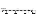 Engineering diagram of a long beam supported at multiple points, with dimension labels 2.41 kg/m and 203.2.