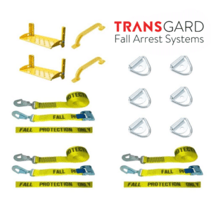 TransGard Truck Fall Prevention Three-Sided Kit with cam straps and double folding steps for safe vehicle loading and unloading