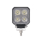 Four-LED square off-road work light mounted on a metal bracket for vehicles or equipment.ENHANCED brightness for work sites.
