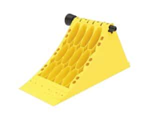 KLOK plastic chock holder for Crowny 46 with patented snap-lock system, compact design, and durable thermoplastic build.