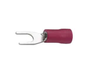 Compact forked tool with two metal prongs and a pink insulated handle.