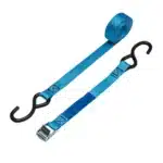 Cam buckle strap 2m with S hooks, 25mm blue polyester webbing load restraint strap