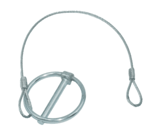 Lynch Pin & Wire, 4.5mm pin with snap-action ring, stainless steel wire and CP350 coating for secure fastening.
